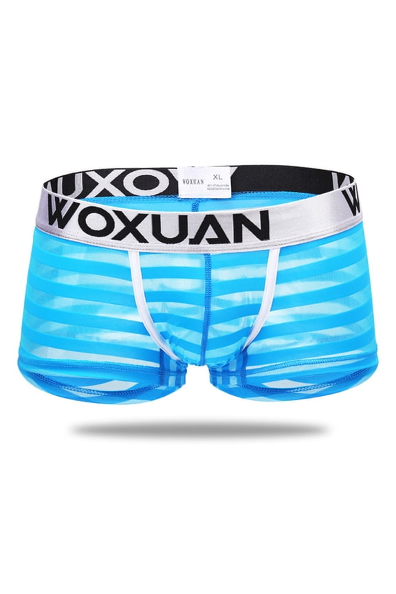 Boxers for Men,Mens Boxer Briefs,Boxers,Breathable,Cooling,Solid,Elastic Waist,Polyester,Blue,L