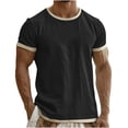 thumbnail image 1 of Jyeity Button Mens T Shirts Breathable Casual Linen Short,Sleeve Crewneck Shirts Tops Sporty T Shirts, 1 of 5