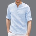 thumbnail image 1 of Jyeity Button Mens T Shirts Solid Color Breathable Casual,Short Sleeve Stand Collar Shirts Tops L, 1 of 5