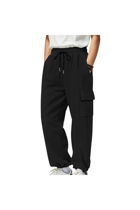 Cargo Pants for Men High Waist Elastic Bottom Cargo Pants Comfortable High Elastic Drawstring Cargo Pants