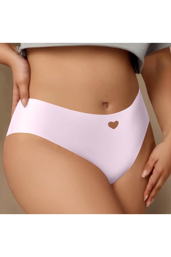 Cotton Underwear for Women Seamless Flex Fit Womens Panties Soft Plus Size Brief Pink S