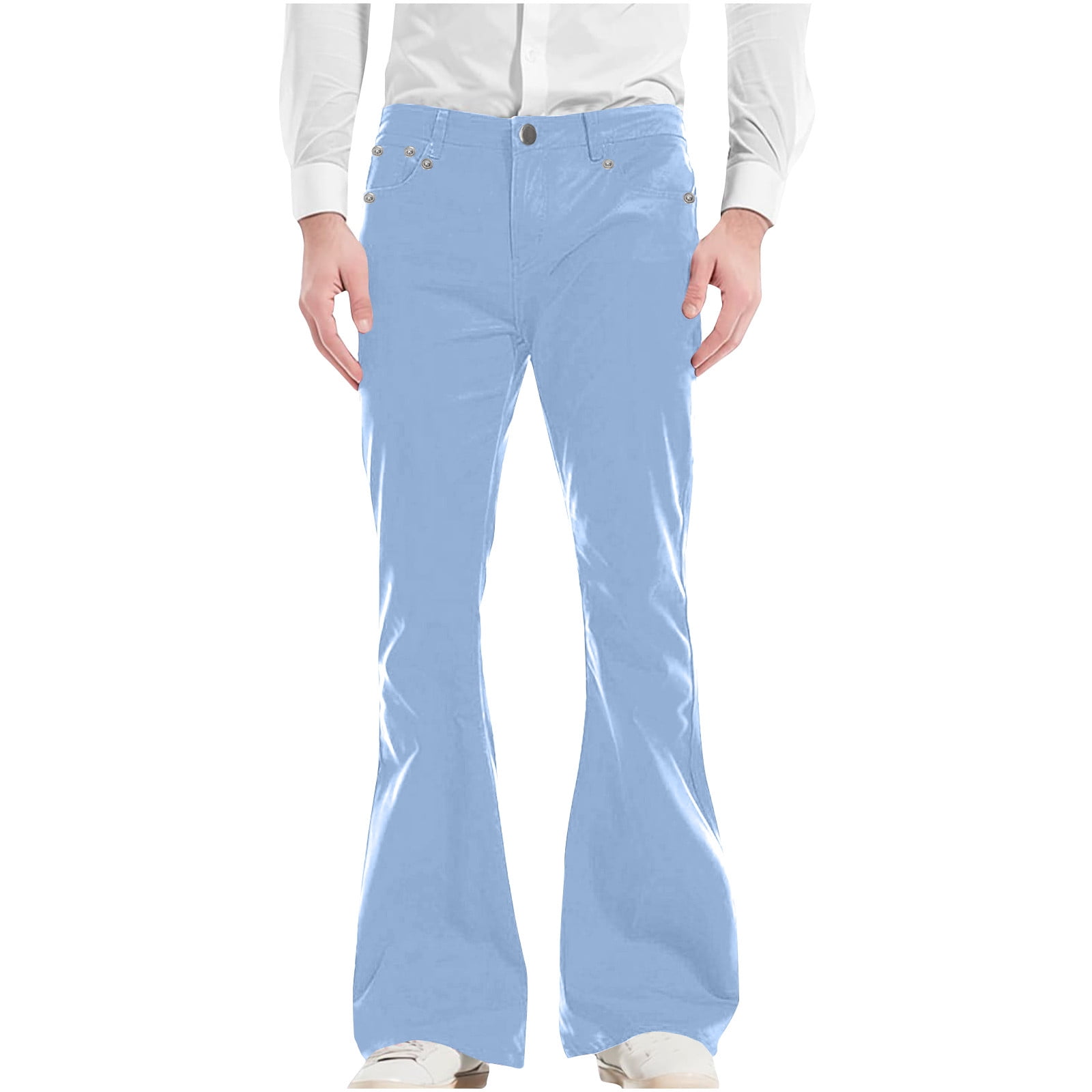 Jyeity Fall Savings Men Casual Pockets Zipper Button Vintage Bell-bottoms  Trousers Pants Gallery Dept Sweatpants Blue Size L