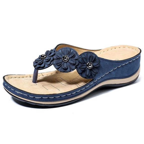 Jyeity Holiday Slippers For Women Comfy Clearance Women Slippers Size 9 Peep Toe Floral Fashion Slippers Blue Vacation
