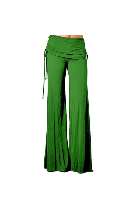 Make A Statement All Fall Long, Loose High Waist Wide Leg Pants Workout Out Leggings Trousers Yoga Gym Flare Pants Knit Pants For Women Green Size S(US:4)