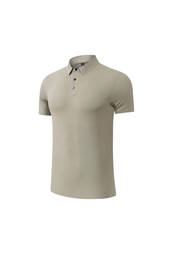 Mens Breathable Dry-Fit Silk Short Sleeve Collar Shirts Tops XL