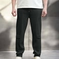 thumbnail image 1 of Jyeity Mens Pants Corduroy Drawstring Fashion Straight Leg Elastic Waist Loose with Pockets Black Pants L, 1 of 5