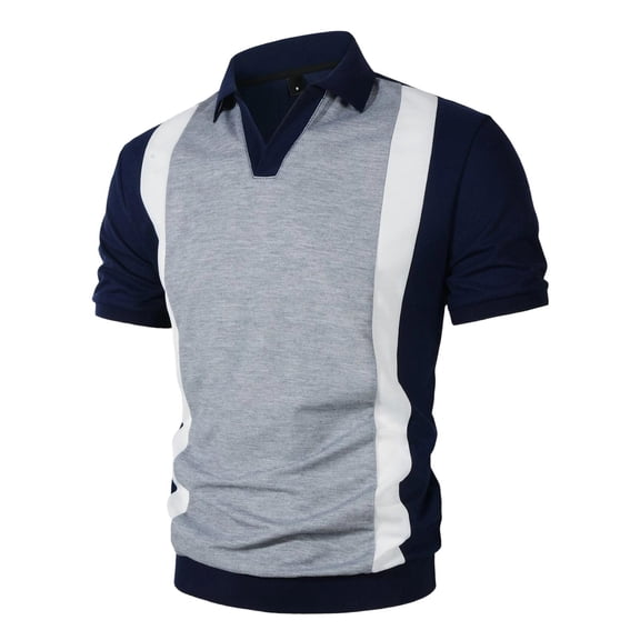 Jyeity Mens Solid Color Breathable Casual Short Sleeve Collar Shirts Tops L