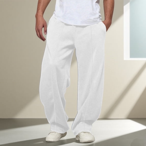 Jyeity Mens Sweat Pants Elastic Waist Loose Cargo Pants with Pockets Drawstring Fashion Pants M
