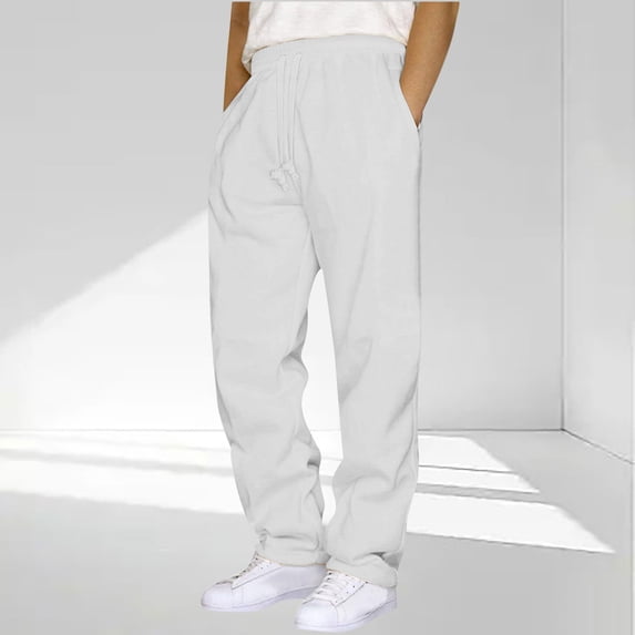 Jyeity Mens Sweat Pants Fashion Elastic Waist Cargo Pants Loose with Pockets Drawstring Straight Leg Pants 4XL