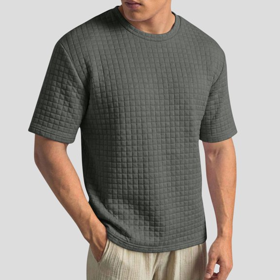 Jyeity Mens T Shirts Solid Color Breathable Casual Short Sleeve Crewneck Shirts Tops S