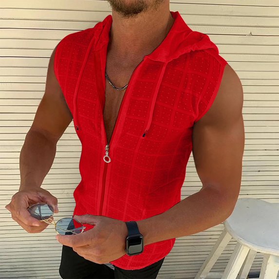 Jyeity Mens Tank, Hooded Gym Tank Top Casual Breathable Sporty Tank Tops