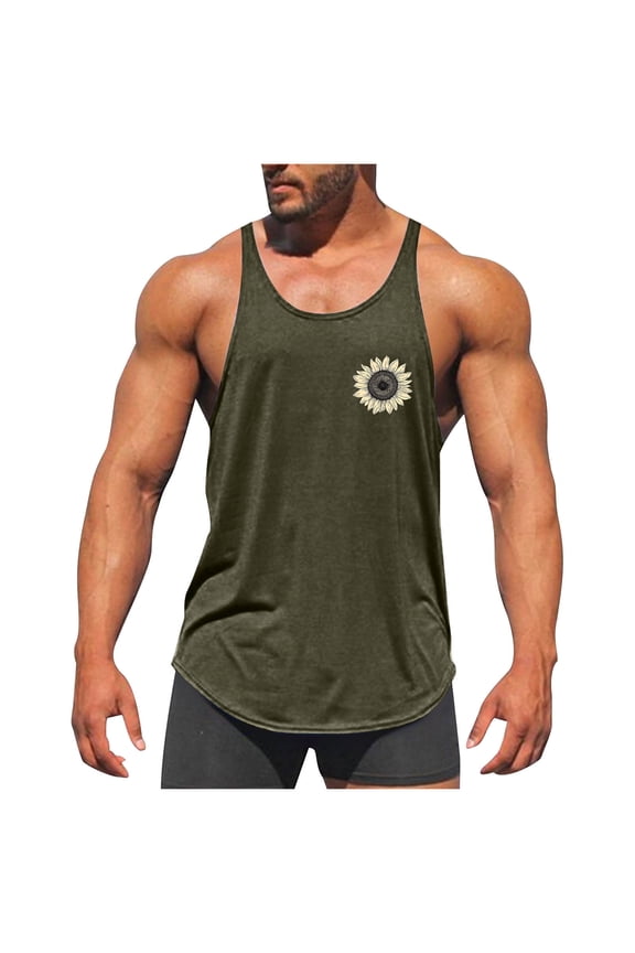 Mens Tank Top Cotton Breathable Crew Neck Tank Top Sporty Gym High Elastic Tank Tops