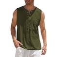 thumbnail image 1 of Jyeity Mens Tank Top Linen Breathable V-Neck Tank Top, with Pockets Solid Color Loose Tank Tops, 1 of 6