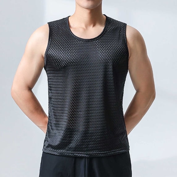 Jyeity Mens Tank Tops Crew Neck Sporty Slim Tank Tops, Gym High Elastic Breathable Tank Top
