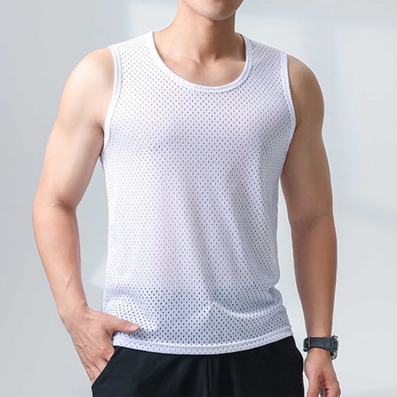 Jyeity Mens Tank Tops Crew Neck Sporty Slim Tank Tops, Gym High Elastic Breathable Tank Top