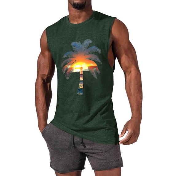 Jyeity Mens Tank Tops Crew, Neck Sporty Tank Tops Print Casual Breathable Tank Top
