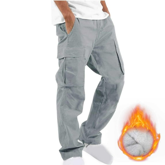Jyeity New Fashion Men Solid Casual Multiple Pockets Outdoor Straight Type Fitness Cargo Trousers Pants Baggy Cargo Pants Gray Size 4