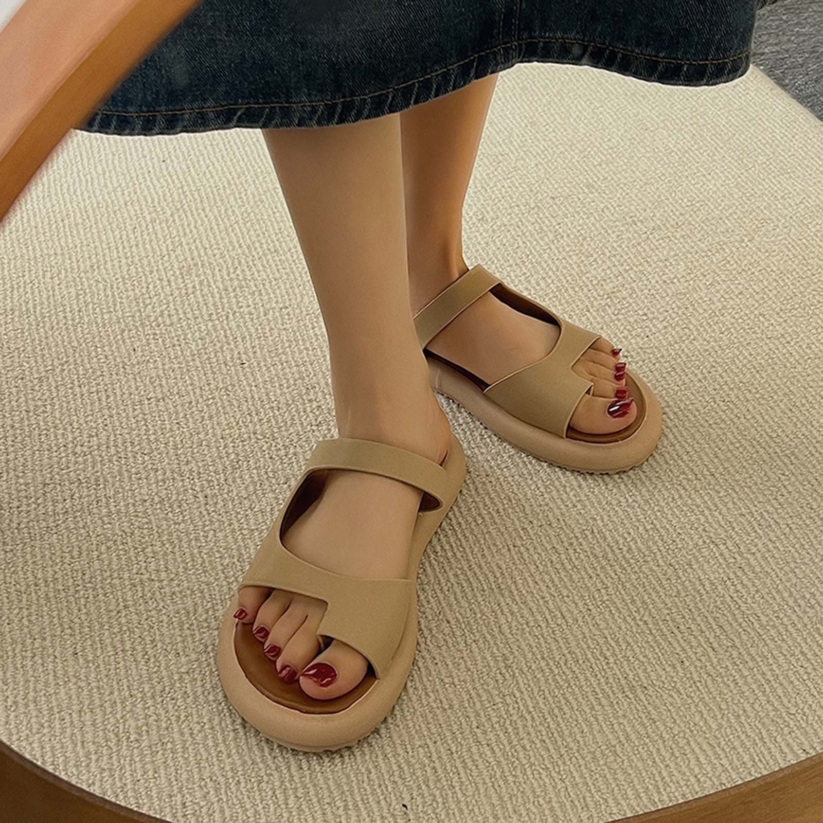 Jyeity Non Slip Slippers For Elderly Women Comfy Girls Slippers Round Toe Solid Fashion Slippers