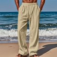 thumbnail image 1 of Jyeity Pants for Men High Waist Elastic Waist, Comfortable with Pockets Drawstring Linen Pants, 1 of 7