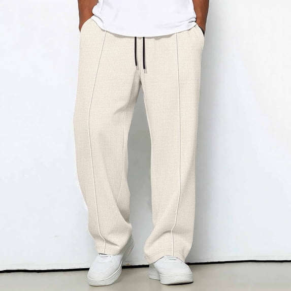 Jyeity Pants for Men with Pockets, Loose High Waist Casual Comfortable Pants