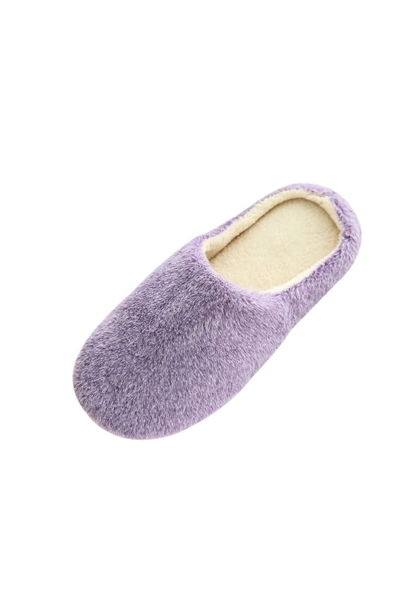 Sherpa Slippers For Women Comfy Slippers Socks For Women Non-Skid Flat Toe Solided Fashion Sandals Purple Holiday