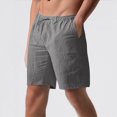 thumbnail image 1 of Jyeity Shorts for Men Breathable Linen Fashion Sporty Drawstring,Elastic Waist with Pockets Gray Shorts, 1 of 6