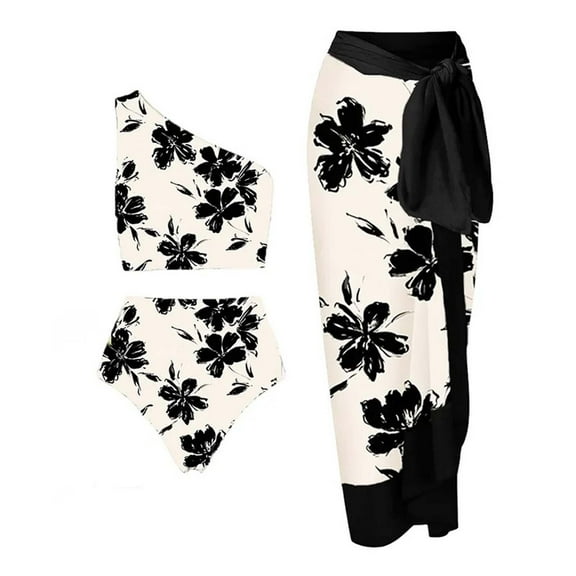 Jyeity Swimsuits For Women Deep V-Neck One Piece Swimsuits For Women Sleeveless Printed Swimsuit White Holiday