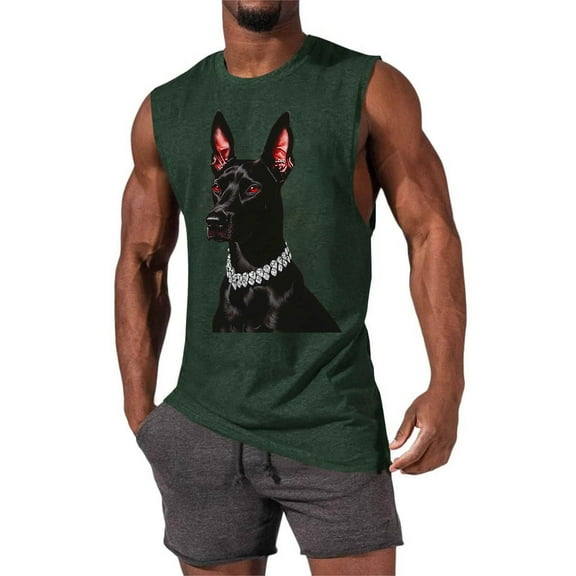 Jyeity Tank Tops for Men Crew Neck Casual Tank Tops Breathable Sporty Print Tank Top