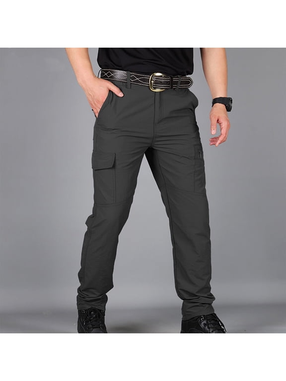 Turn Head all Fall Men Elastic Waist Casual Multi-pocket Sports Trousers Pants Fr Pants For Men Black Size 12