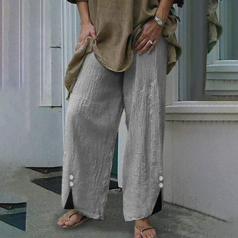 Jyeity Women'S Fall Fashion Trends 2023, Elastic Waist Pure Color Straight  Leg High Waisted Length Pants Hey Nuts Leggings Gray Size XL(US:10) 