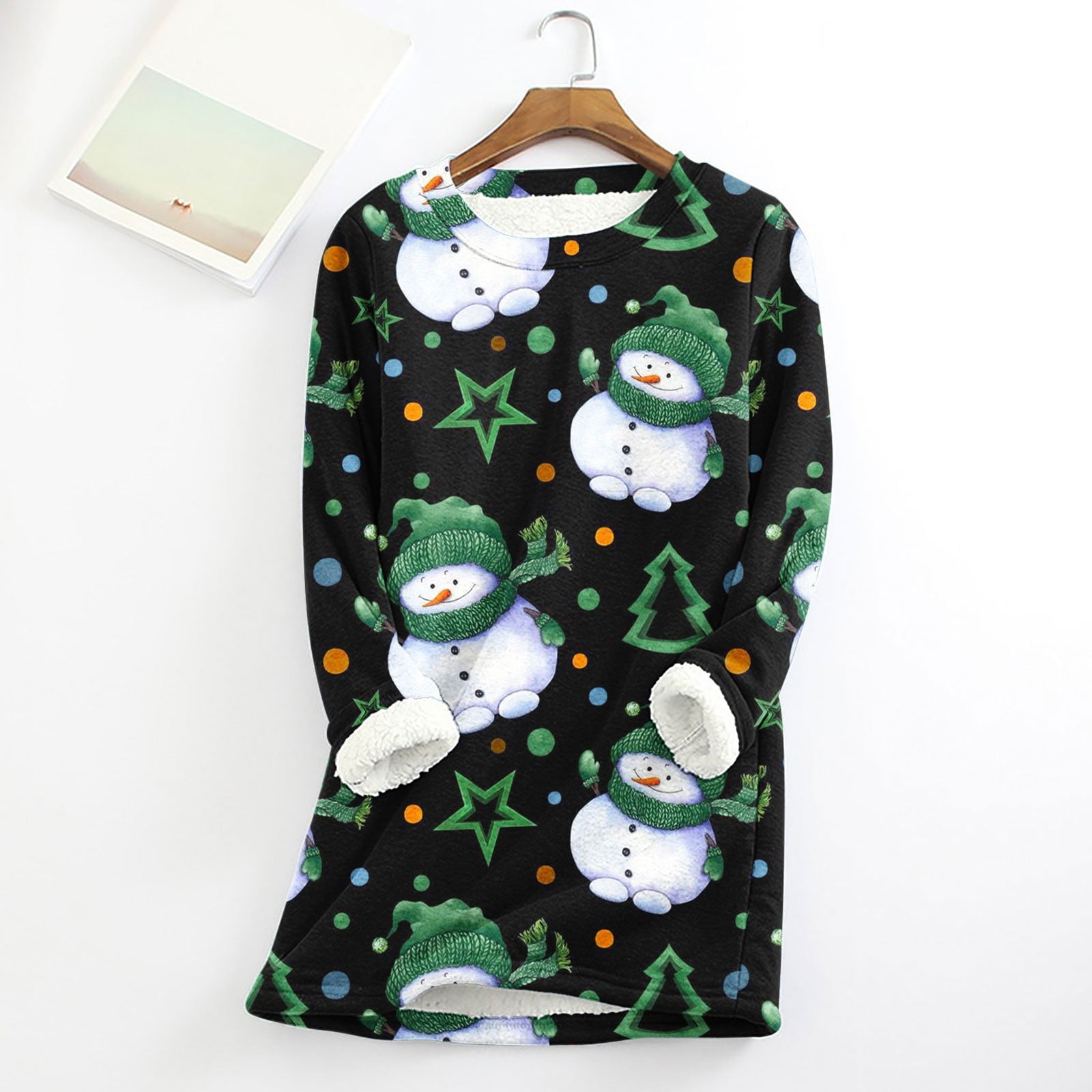 Jyeity Women'S Fashion Large Loose Raglan Top Thickened And Velvet Lamb Wool Warm Underlay