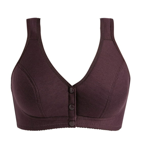 Jygee Middle-aged Women Elderly Cotton Bra Wirefree Front Close Plus Size Bralette Cotton Vest-style Underwear
