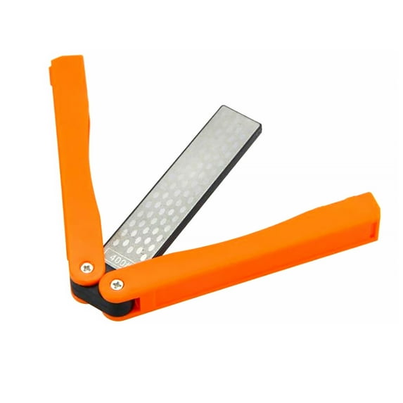 Jygee Sharpener Double Sided Portable Mini Foldable Sharpening Stone Kitchen Handheld Whetstone Household Tools Home for Hiking Orange