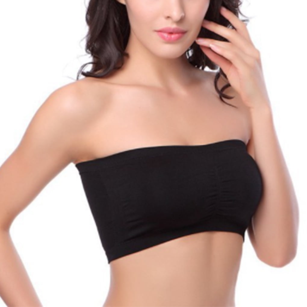 Jygee Wireless Bra Strapless Bras Bandeau Accessories Tube Top Pull-On  Closure Good Elasticity for Off Shoulder Clothes Dress Gown black 