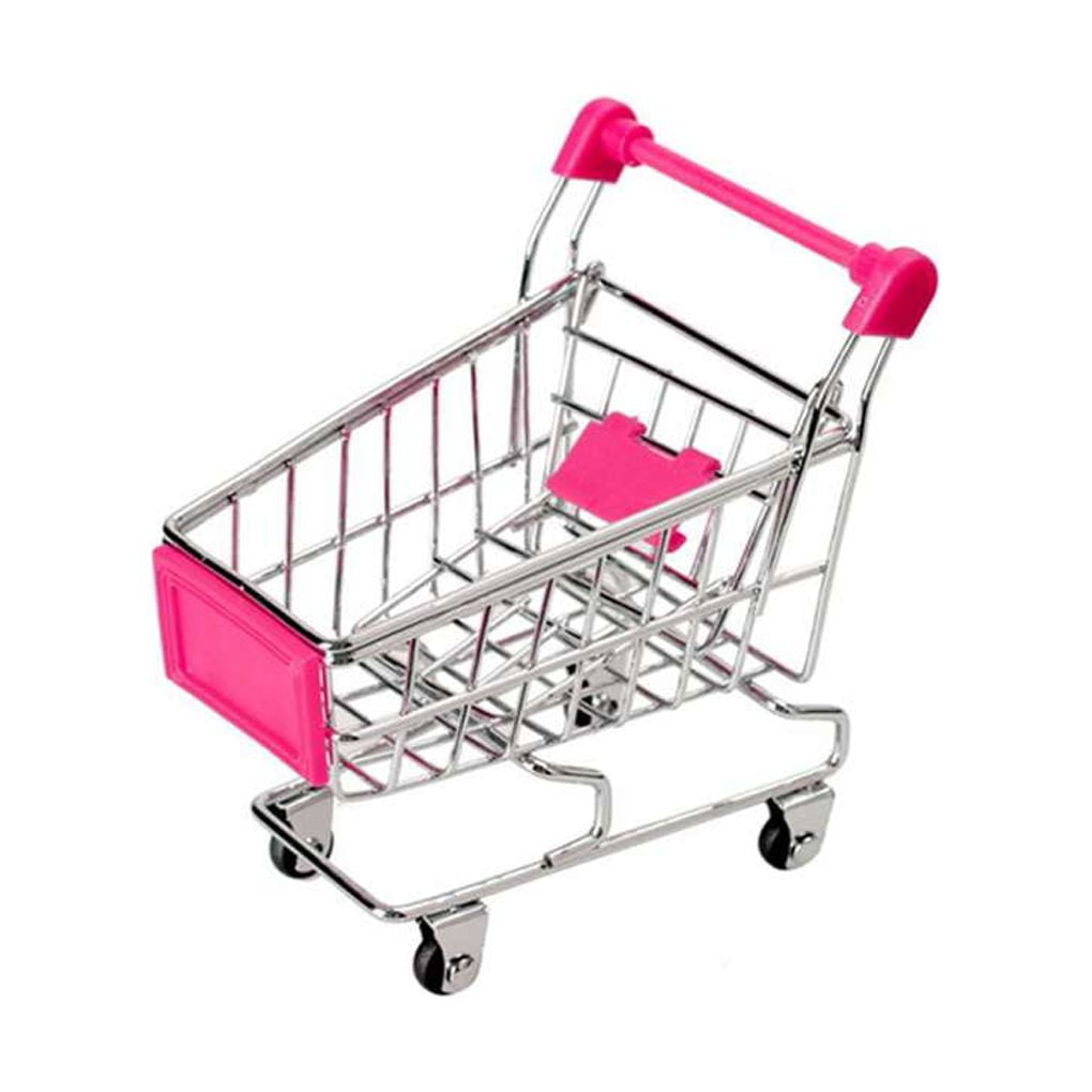 Jygee heacker Baby Kids Simulation Shopping Cart Toys Handcart Supermarket Storage Basket Trolley Toy rose red