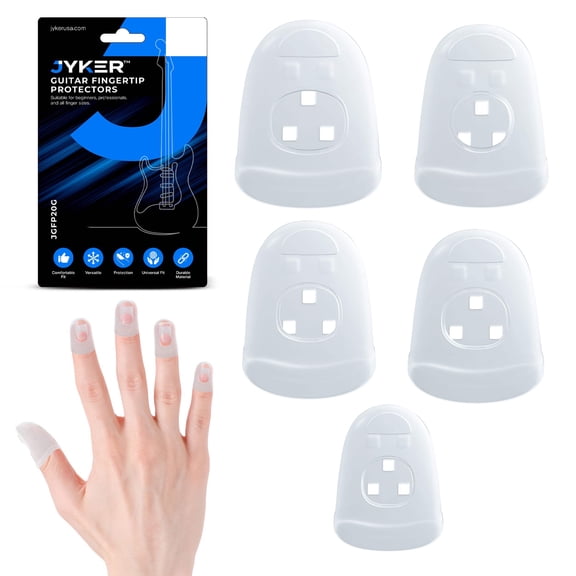 Jyker USA Guitar Finger Protector - Finger Tips Guard 5 Sizes Thimble Finger Pads Grips Comfort Soft