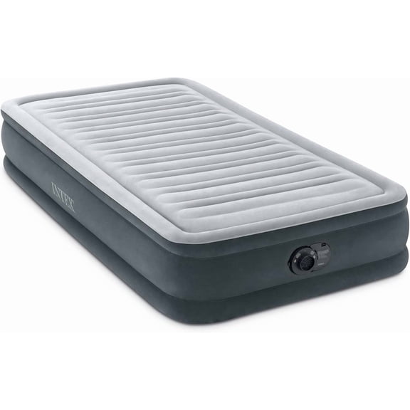 Jylp Grey Twin Air Mattress 13 Inch Height With Built In Pump Fiber Tech Construction For Home Guest Camping Sleeping Durable Vinyl Bed