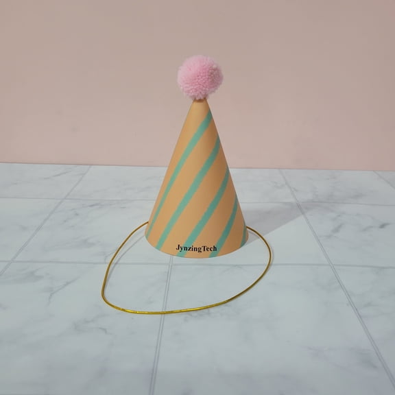 JynzingTech Paper Party Hats, Cone Party Hats with Pom Pom Top, Striped Paper Birthday Hats with Gold String, Cute Party Hats for Kids & Adults, Birthday, Celebration