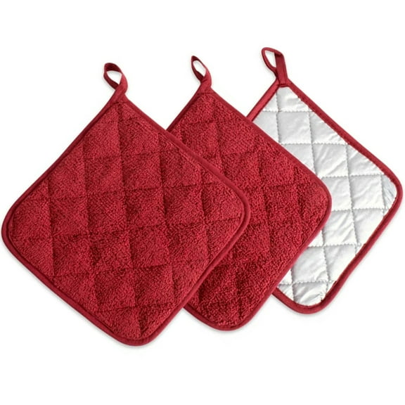Jytue 3PCS Pot Holders Heat Resistant Potholders Cotton Oven Hot Pot Pad Firm Grip Pot Coaster Dining Table Mat Coaster Pot Holders Terry Cloth Set Kitchen Tool for Cooking Baking