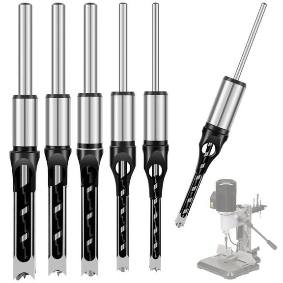 Jytue 6PCS Square Hole Drill Bits Mortising Chisel Drill Bits Woodworking Hole Saw Twist Drill Bits Set 1/4inch 5/16inch 3/8inch 1/2inch 5/8inch 9/16inch