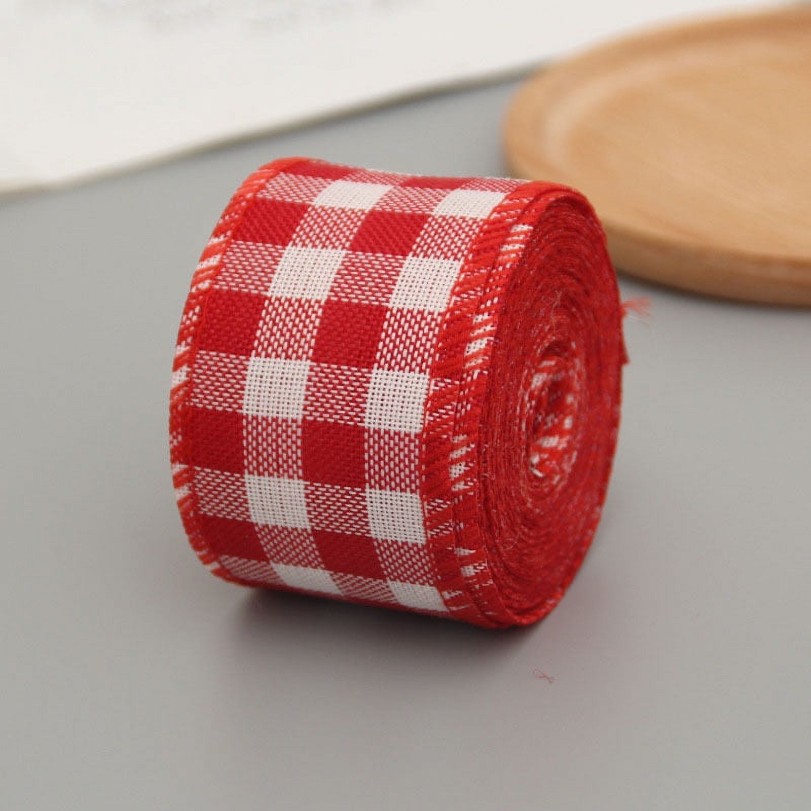 Jzenzero Checkered Wired Edge Ribbons 6m British Style Buffalo Plaid ...