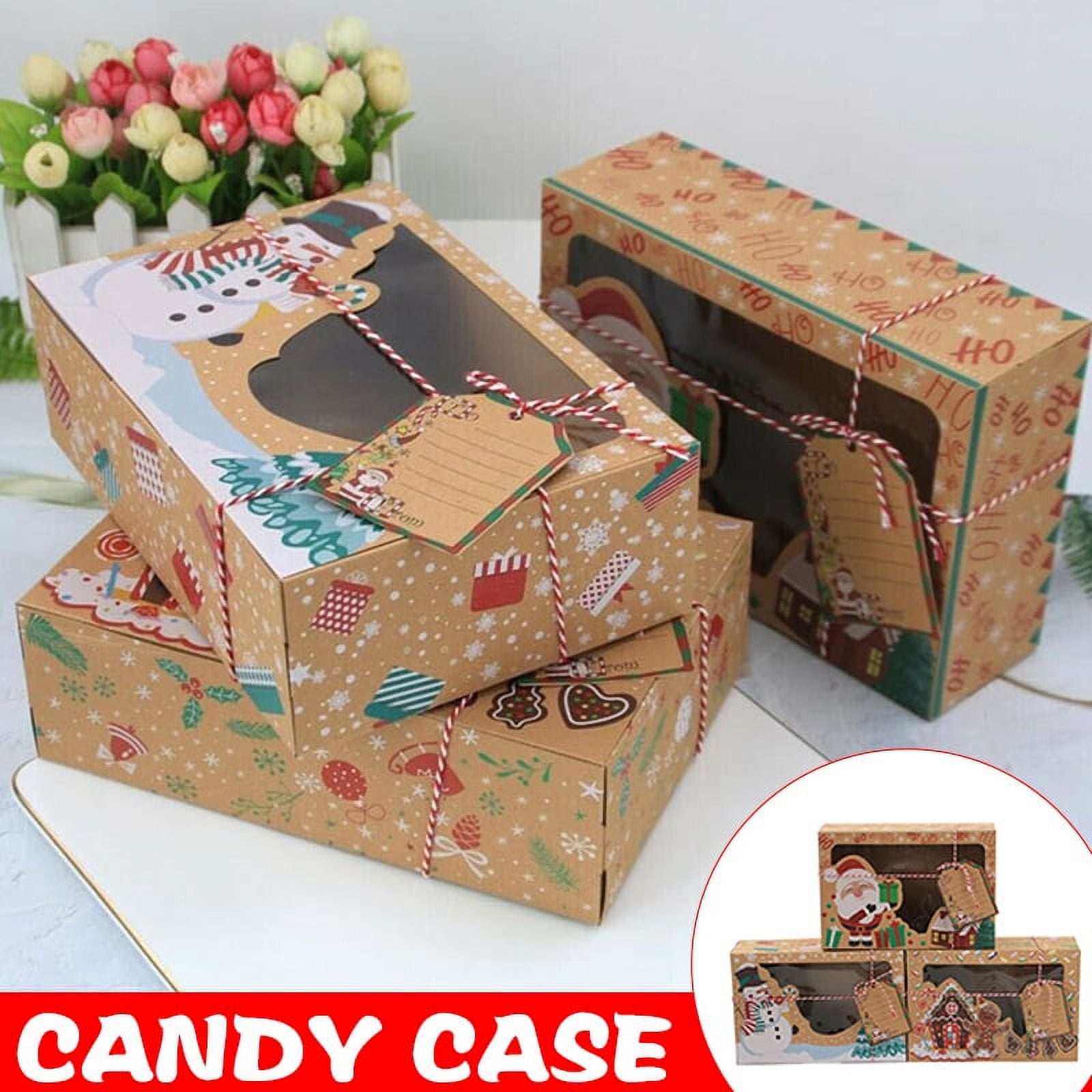 Jzenzero Christmas Cookie Boxes Bulk 12 Pack Kraft Large Holiday