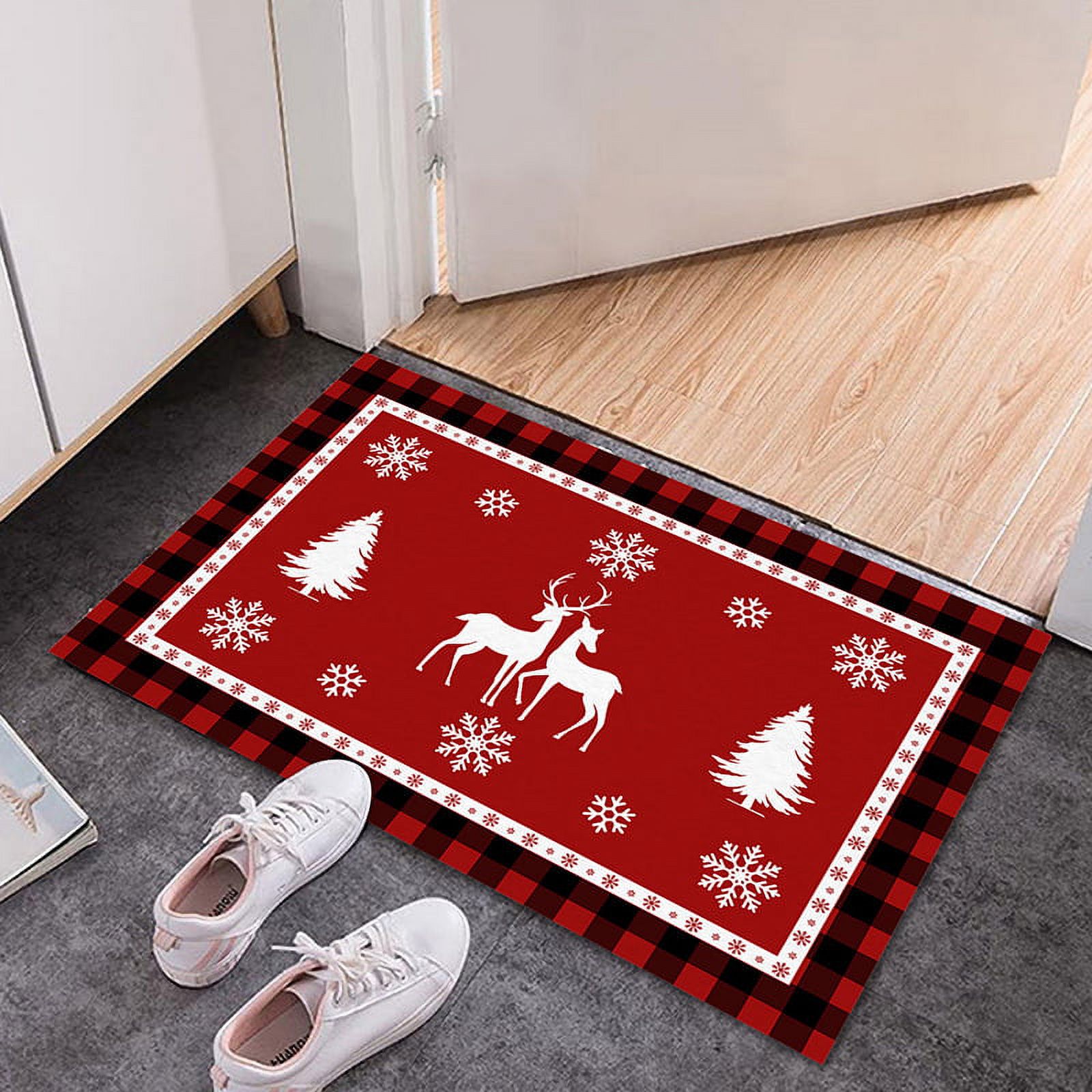 Jzenzero Christmas Print Doormat Multipurpose Absorbent NonSlip
