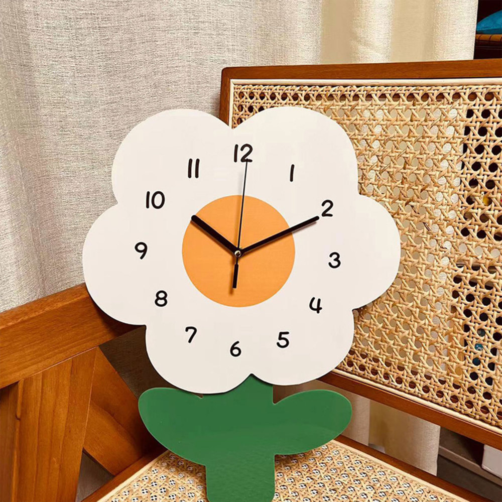 Jzenzero Flowers Style Wall Electronic Clock Silent Digital Hanging