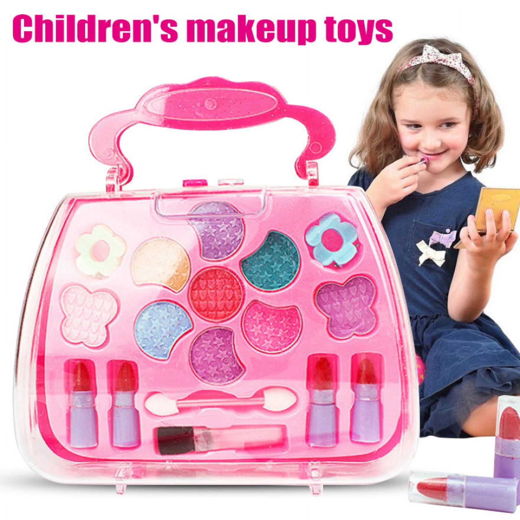 Kit de maquillaje para niños para niña, cofre del tesoro, maquillaje seguro  y lavable para niños, kit de maquillaje para niñas reales, kit de  maquillaje para niños pequeños con estuche de cosméticos