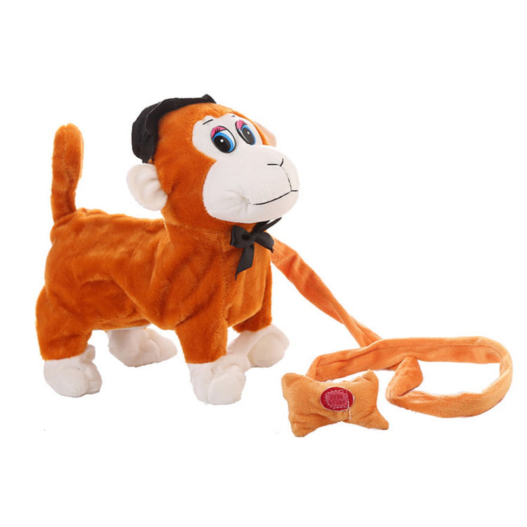 Jzenzero Walking Plush Monkey Toy Electronic Interactives Stuffed Animal Toy with Leash For Kids
