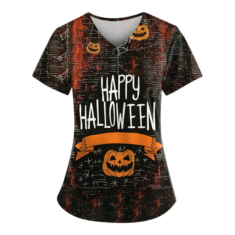 Halloween scrub tops best sale