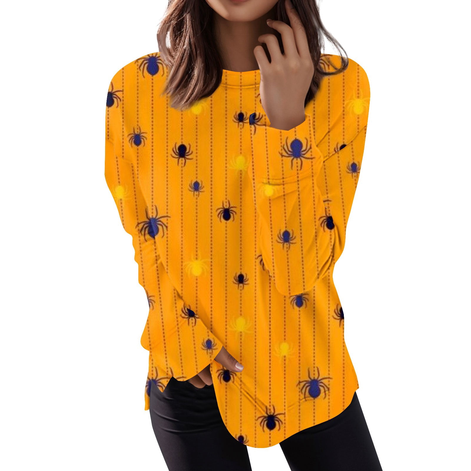 Jzuxvd Halloween Shirts For Women Funny Long Sleeve Halloween Print