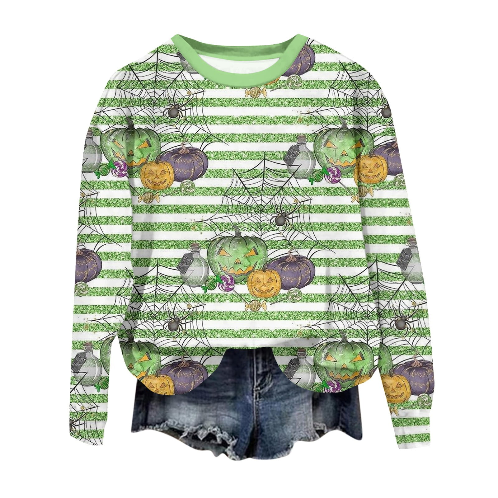 Jzuxvd Halloween Shirts For Women Plus Size Long Sleeve Tunic Tops