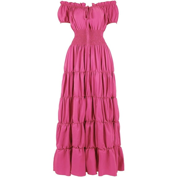 Jzuxvd Renaissance Costume Women Medieval Chemise Dress Pirate Peasant Dress Peasant Tops Irish Under Dress Hot Pink M